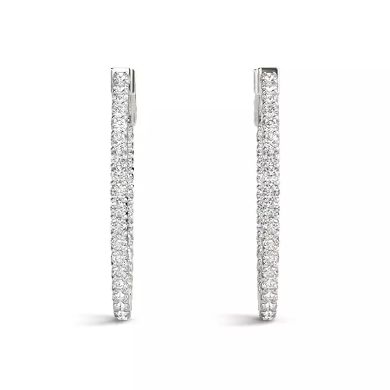 14K White Gold Endless Diamond Hoop Earrings (5 1/4 ct. tw.)